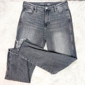 OLD NAVY WASHED BLACK GRAY HIGH RISE VINTAGE SLIM JEANS RAW HEM WOMENS SZ 8